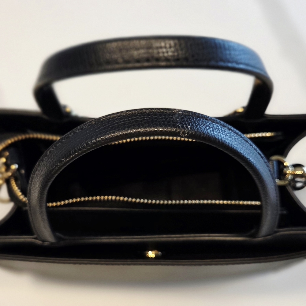 Karl Lagerfeld Black Saffiano Leather Satchel Crossbody with Gold Hardware - Picture 13 of 13